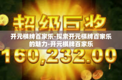 开元棋牌百家乐-探索开元棋牌百家乐的魅力-开元棋牌百家乐